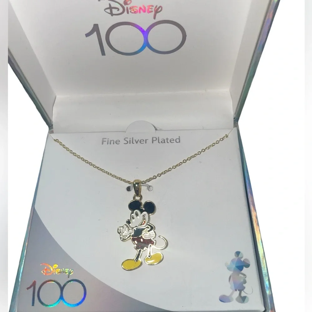 Disney 100 Mickey Necklace Silver Plated NIB - Picture 3 of 6
